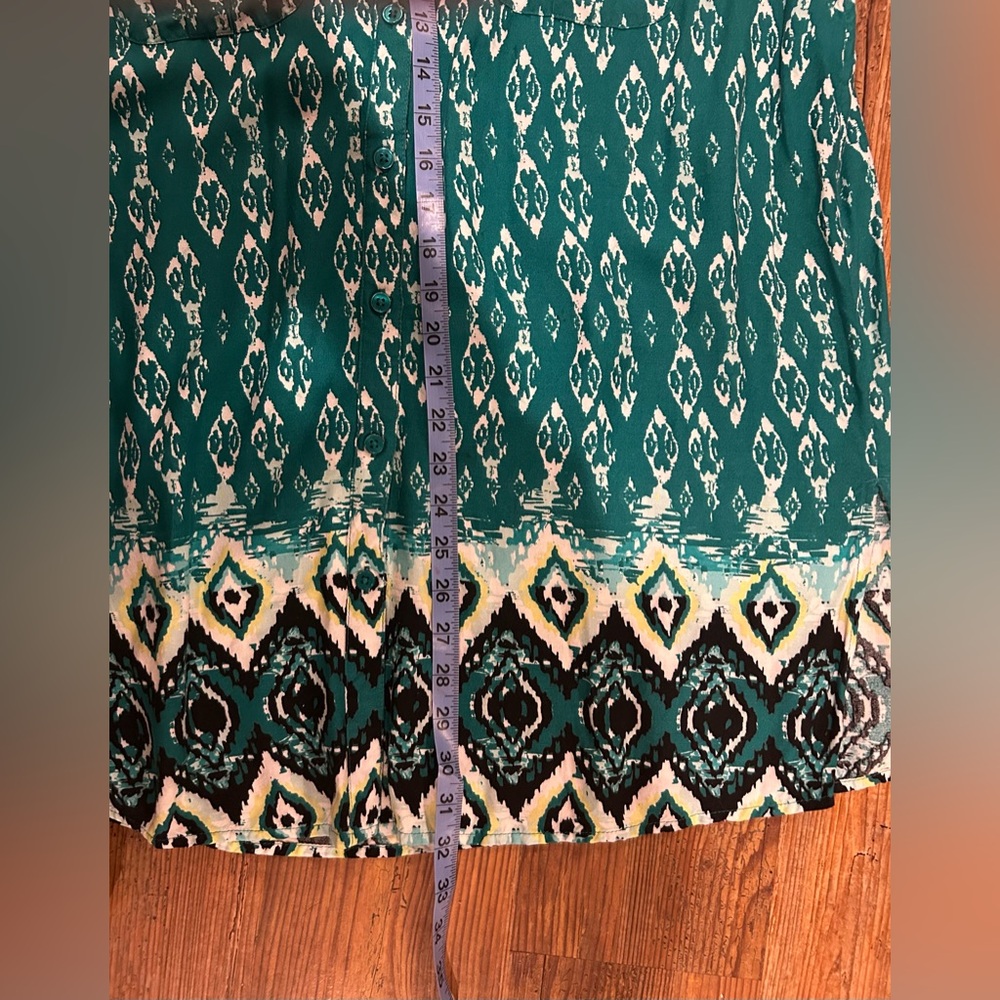 🔥 Gorgeous New Directions Teal and White Long Blouse size XL - Picture 12 of 12